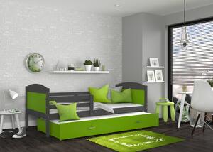 Dětská postel s přistýlkou MATTEO 2 - 200x90 cm - zeleno-šedá