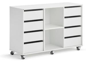 AJ Produkty Skříňka CASPER, 8 zásuvek, 2 přihrádky, bílá
