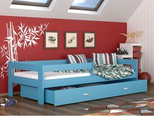 Dětská postel se šuplíkem HUGO V - 160x80 cm - modrá