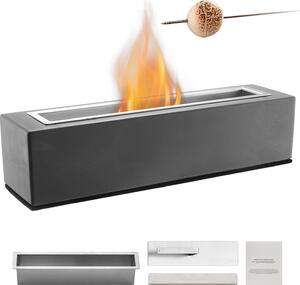 SucceBuy stolní ohniště, 15palcové betonové ohniště, pro interiér i exteriér, přenosný hořák na líh, výrobník smores, světle šedá barva