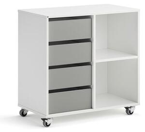 AJ Produkty Skříňka CASPER, 4 zásuvky, 2 přihrádky, bílá, šedá