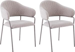 ByLIVING Židle set 2 CURVE / Potah z tkané látky v barvě taupe, rám v černé barvě / Jídelní židle / Kuchyňská židle / Rozměry: Š 60 x V 86 x H 58 cm