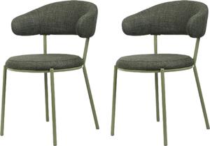 Rebecca Mobili židle Zeita 80,5x47,5x57,5 Polyesterová tkanina Steel Green Moderní SET 2 kusů