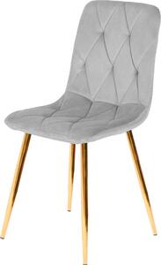 Elegantní jídelní židle sametová béžová s kovovými nohami zlaté barvy - čalouněná židle moderní, čalouněná, robustní, obývací židle do jídelny, kuchyně a domácí kanceláře (šedozlatá)