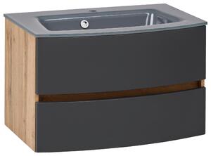 SKŘÍŇKA S UMYVADLEM, šedá, barvy dubu, 80 cm Held - Online Only koupelnové skříňky, Online Only
