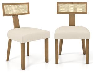 KOMFOTTEU jídelní židle, dřevěná, ratanová kuchyňská židle, jídelní židle s opěradlem, polstrování a dřevěné nohy. Ergonomické dřevěné židle, vhodné do jídelny, obývacího pokoje a kuchyně, s nosností až 180 kg