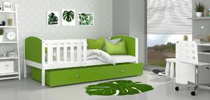 Dětská postel se šuplíkem TAMI R - 160x80 cm - zeleno-bílá