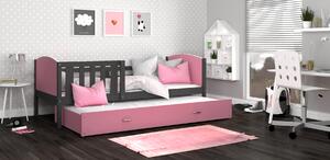 Dětská postel s přistýlkou TAMI R2 - 200x90 cm - růžovo-šedá