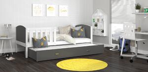 Dětská postel s přistýlkou TAMI R2 - 200x90 cm - šedo-bílá