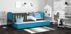 Dětská postel s přistýlkou TAMI R2 - 190x80 cm - modro-šedá