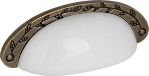 Walteco Nábytková úchytka Arezzo rozteč 96mm, matný antik mosaz/bílý porcelán
