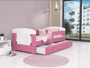 Dětská postel se šuplíkem PHILIP - 180x80 cm - růžovo-bílá