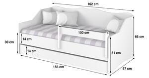 Dětská postel s přistýlkou LULLU 160x80 cm - dub sonoma + 2 zábrany
