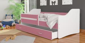 Dětská postel se šuplíkem SWEET - 180x80 cm - růžovo-bílá