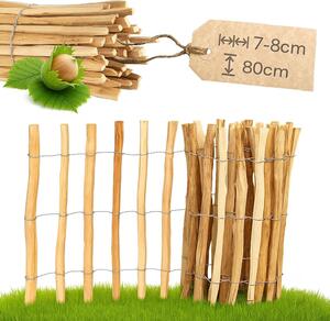Plot z lískového oříšku PINEEA 80 cm vysoký – 5 m dlouhý dřevěný plot pro zahradu, ochranu rostlin a dekorace – odolný vůči povětrnostním vlivům
