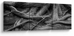 Obraz - Kořeny stromu (s hodinami) (90x30 cm)
