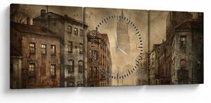 Obraz - Malba města (s hodinami) (90x30 cm)