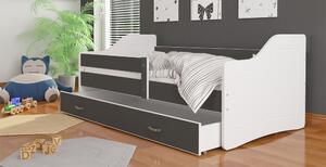 Dětská postel se šuplíkem SWEET - 140x80 cm - šedo-bílá