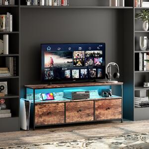 Multifunkční nábytek komoda, TV komoda v barvě tygří garnýže se zásuvkami v barvě tygří garnýže, LED osvětlením, úložným toaletním stolkem a úložnou kuchyňskou linkou