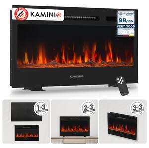 KAMINIO Elektrický krb MARLON – Elektrický krb 3 v 1 s topením, 3D efektem plamenů, 12 barvami plamenů, dálkovým ovládáním – 30 palců
