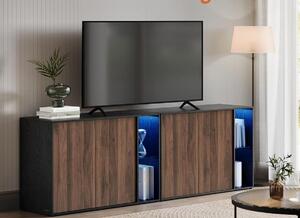 SONGMICS HOME Superrychlá montáž bez použití nářadí, příborník s osvětlením, sada 2 úložných skříněk, TV skříňka, skleněná police, beznástrojová technologie