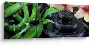 Obraz - Kameny a orchideje (s hodinami) (90x30 cm)