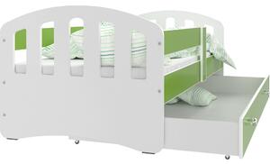 Dětská postel se šuplíkem HAPPY - 140x80 cm - zeleno-bílá