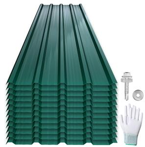 XMTECH 24x trapézový plech 14 m² pozinkovaný odolný proti korozi odolný proti povětrnostním vlivům profilovaný plech střešní plech vlnitý plech střešní desky přístřešek pro nářadí přístřešek pro auto, 129 cm x 45 cm, zelený