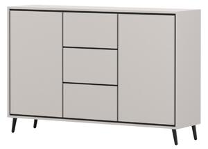 Komoda FRESCO 2D3S, příborník, ložnicový příborník, vysoký příborník 100 cm, barva kašmír, se dvěma křídlovými dvířky a třemi zásuvkami