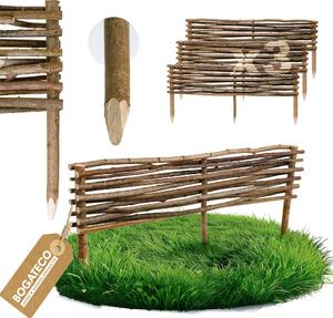 BOGATECO 3 x lemování záhonů z lískových oříšků | výška 20 cm a délka 90 cm | plot z latěk Ideální jako lemování záhonů