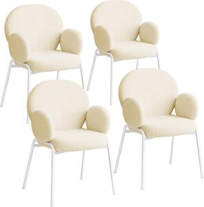 Tectake® Scandi židle, čalouněná potahem bouclé, nosnost 120 kg, 61,5 x 62 x 90 cm