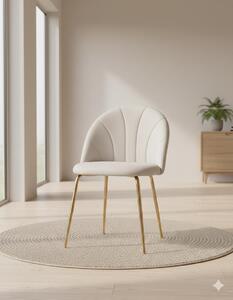 Elegantní čalouněná jídelní židle sametově šedá se zlatými nohami - glamour design, robustní ocelový rám
