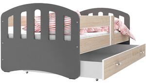 Dětská postel se šuplíkem HAPPY - 180x80 cm - sonoma-šedá