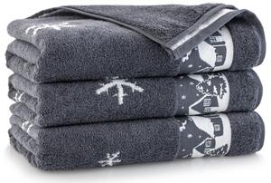 Egyptská bavlna ručníky a osuška Vánoční chaloupka - šedá Velikost: osuška 70 x 140