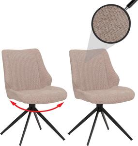 Sada 2 jídelních židlí HWC-O48, kuchyňská židle, otočná s automatickým návratem, látka/textil šenil (320g/m²) Oeko-Tex béžová