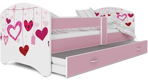 Dětská postel LUCY se šuplíkem - 140x80 cm - SRDÍČKA
