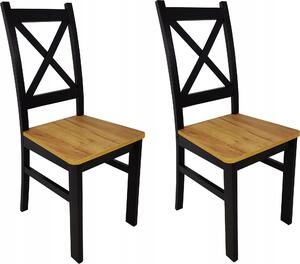 2x dřevěná židle se zkříženým opěradlem Black + Craft LOFT