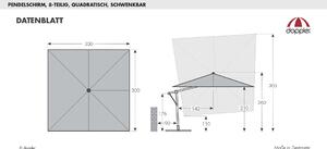 Doppler EXPERT 3 x 3 m – zahradní výkyvný slunečník s boční tyčí přírodní (slonovinová kost - kód barvy T820)