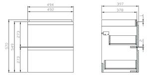 Cersanit Moduo skříňka 49.4x39.7x57 cm závěsná pod umyvadlo šedá S929-011