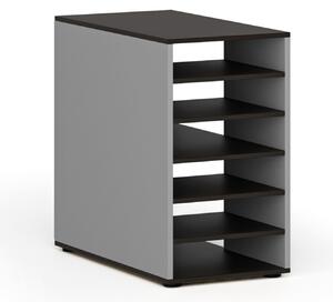 Přístavná policová skříňka k pracovnímu stolu PRIMO GRAY, pravá, šedá/wenge