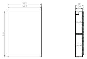 Cersanit Moduo skříňka 59.4x14.1x80 cm boční závěsné šedá S929-015