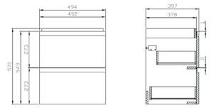 Cersanit Moduo skříňka 49.4x39.7x57 cm závěsná pod umyvadlo bílá S929-012