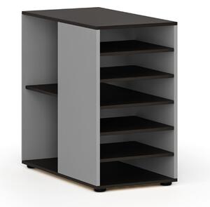 Přístavná policová skříňka k pracovnímu stolu PRIMO GRAY, levá, šedá/wenge