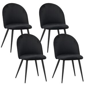 Židle do jídelny Albatros se sametovým potahem sada 4 židlí CAPO, černá - stylový vintage design, elegantní čalouněná židle k jídelnímu stolu - židle do kuchyně nebo jídelny s vysokou nosností