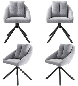 SWeiko jídelní židle sametová židle čalouněná židle otočná židle, prodyšná sametová tkanina, ergonomický design, 4 ks, šedá barva