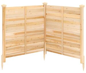 COSTWAY, plot dvoudílný, plotová výplň 119x115,5 cm (délka x výška), plot s 3 sloupky, dekorativní dřevěný plot pro odpadkové koše, volně stojící plot, přírodní vzhled