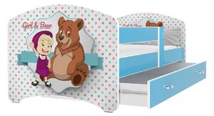 Dětská postel LUCY se šuplíkem - 140x80 cm - MÁŠA A MEDVĚD