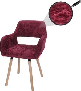 Jídelní židle HWC-A50 II, židle kuchyňská židle čalouněná židle, dřevo látka/textil šenil (465g/m²) bordeaux