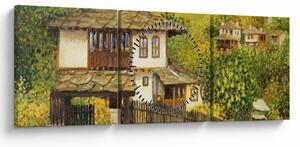 Obraz - Chaloupky v létě (s hodinami) (90x30 cm)