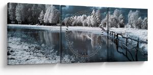 Obraz - Zamrzlá krajina (s hodinami) (90x30 cm)